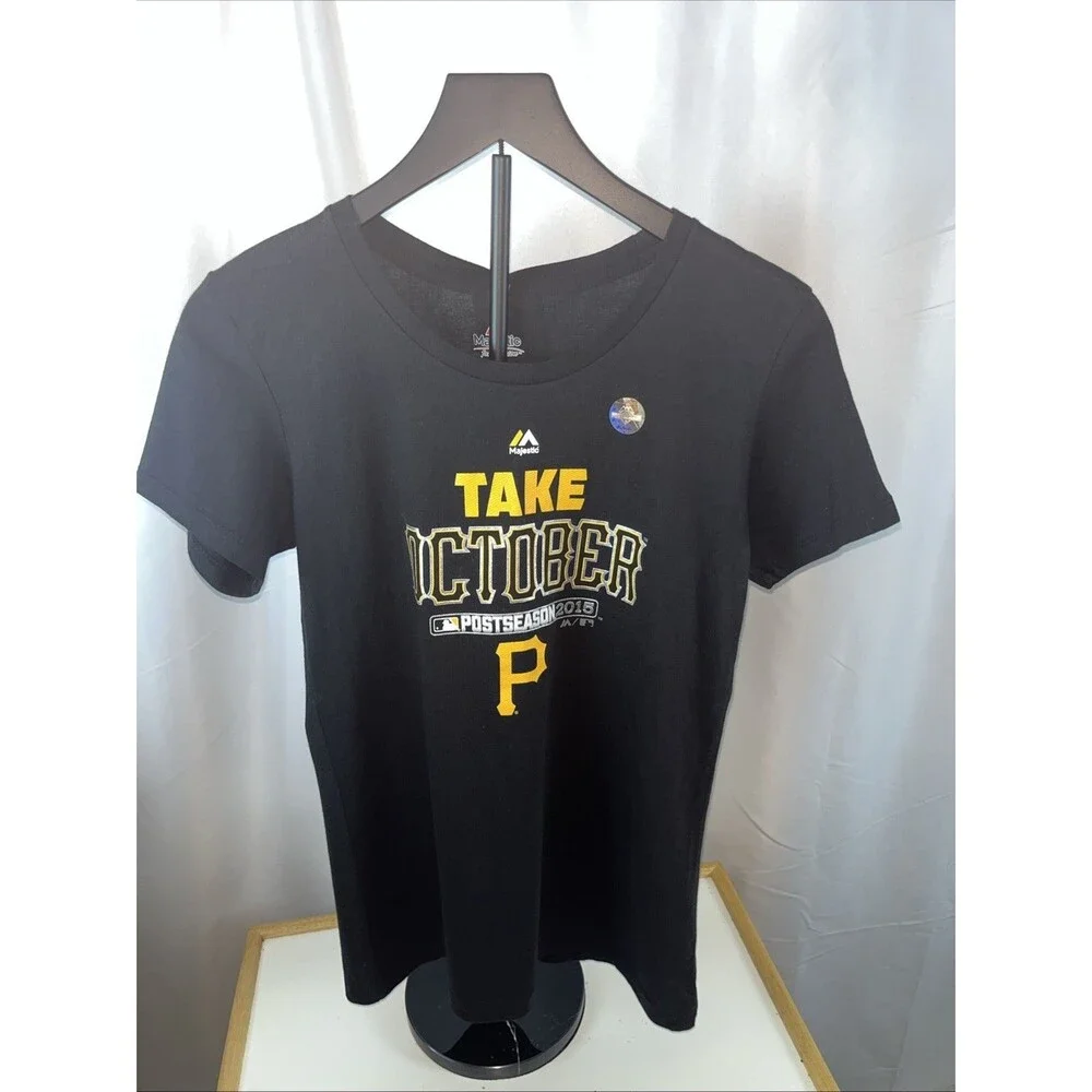 Pittsburgh Pirates Majestic Take October Postseason 2015 Black T-shirt Medium